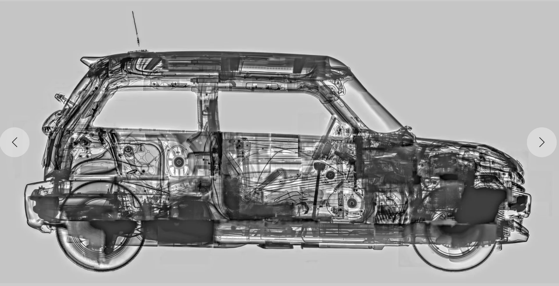Full digital radiography X-ray scan of a passenger vehicle